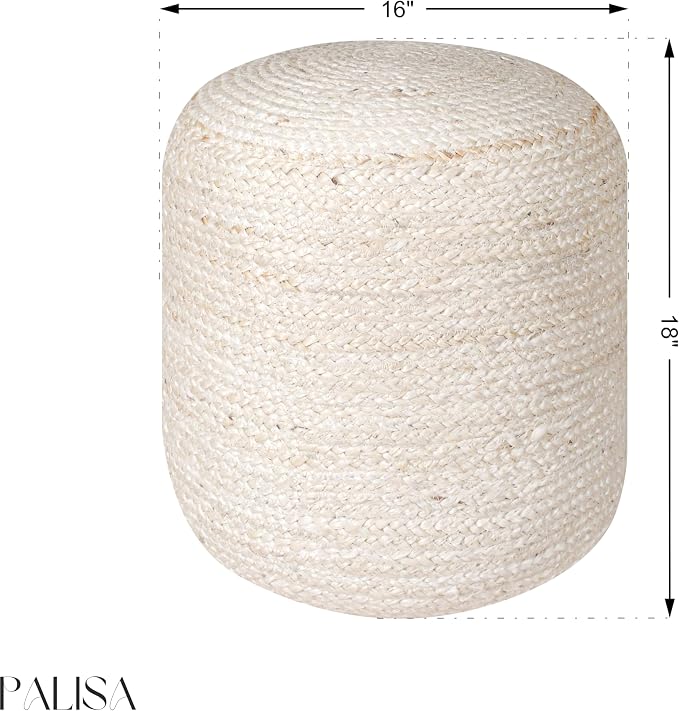 Palisa Round Ottoman Pouf Handmade Cotton Knitted Poof Bean Bag Filling | Boho - Image 3