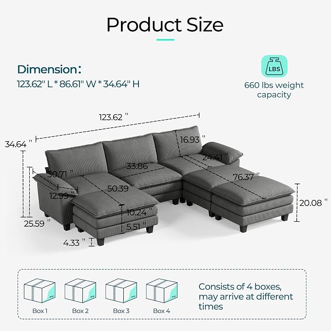 LINSY HOME Modular Sectional Sofa - Image 2