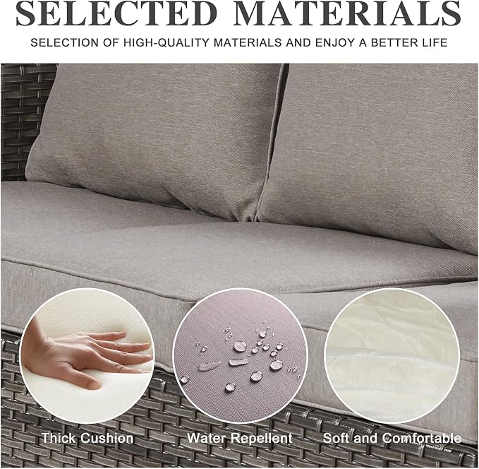 Belord 6 Piece Outdoor Furniture Patio Wicker Sofa Set, Oversize Outdoor Swivel - Image 5
