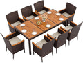 Flamaker 9 Piece Patio Dining Set Outdoor Acacia Wood Table and Chairs by Flamaker
