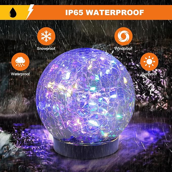 Solar Globe Lights Outdoor Waterproof-Solar Balls-Solar Garden Lights-Orbs - Image 2
