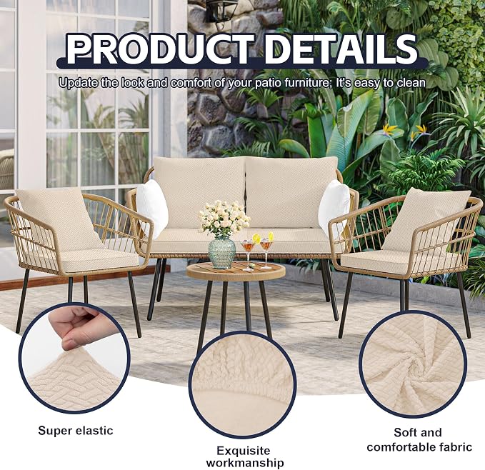 8Pcs Patio Cushion Covers, Outdoor Cushions Covers, Stretch Cushion Covers - Image 3