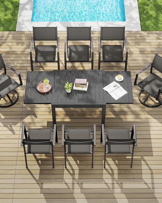 Patio Aluminum Extendable Dining Table, Never-Rust Expandable Outdoor Dining - Image 4