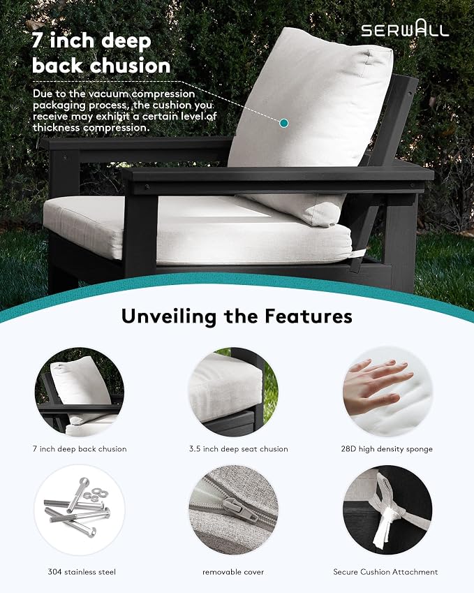 SERWALL Outdoor Sectional Sofa Set, 5-piece Outdoor Modula Couch Set - Image 6