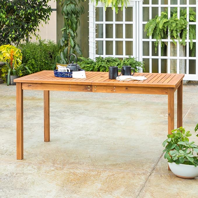 Walker Edison 4 Person Outdoor Wood Chevron Patio Furniture Dining Set Table - Image 7
