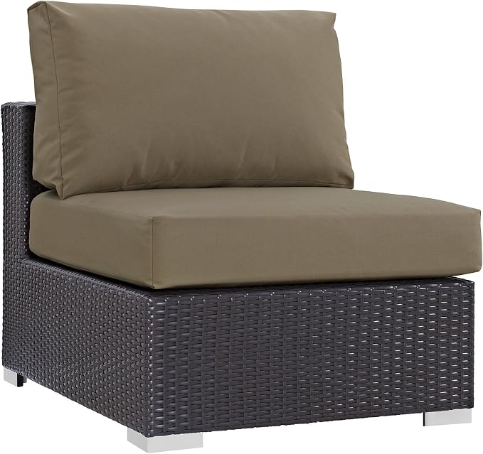 Modway Convene Wicker Rattan Outdoor Patio Sectional Sofa Armless Chair in by Modway