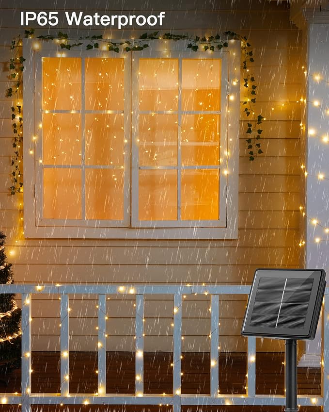 Brightown Solar String Lights, 2 Packs Total 66Ft 200 LED Solar Fairy Lights - Image 7