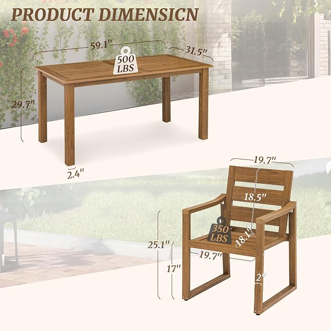 Patio Table and Chairs Set, HDPS 5-Piece Outdoor Dining Set, Patio Furniture - Image 4