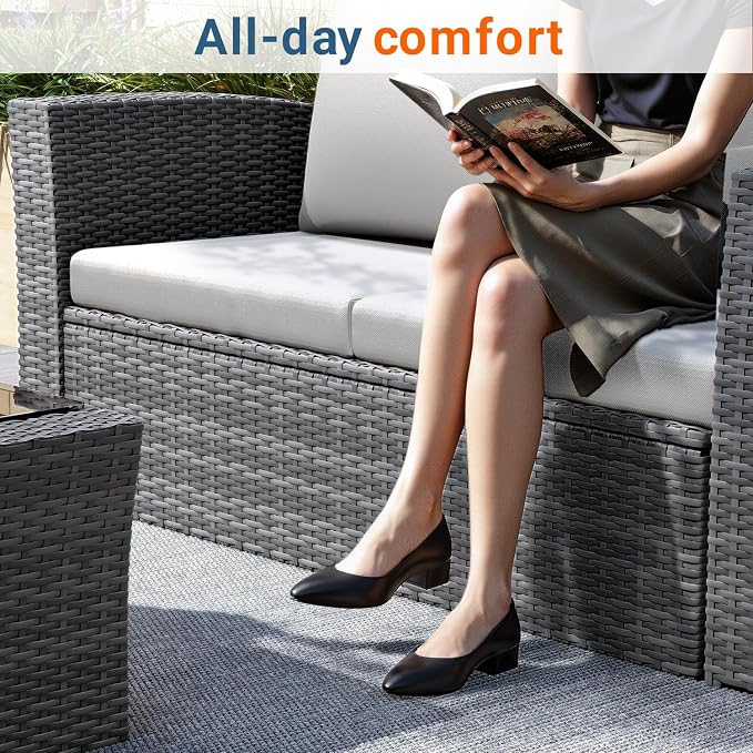 Wisteria Lane 4 Piece Patio Furniture Set, Wicker Outdoor Patio Conversation - Image 3