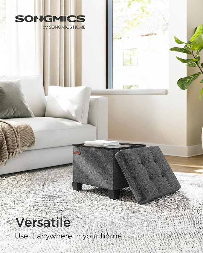 SONGMICS Storage Ottoman, Small Ottoman Foot Rest - Image 3