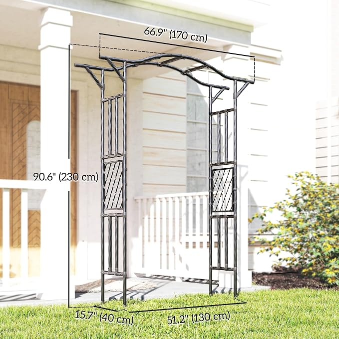Outsunny Garden Arch, 7.5ft PE-Coated Steel Garden Arch Trellis - Image 7