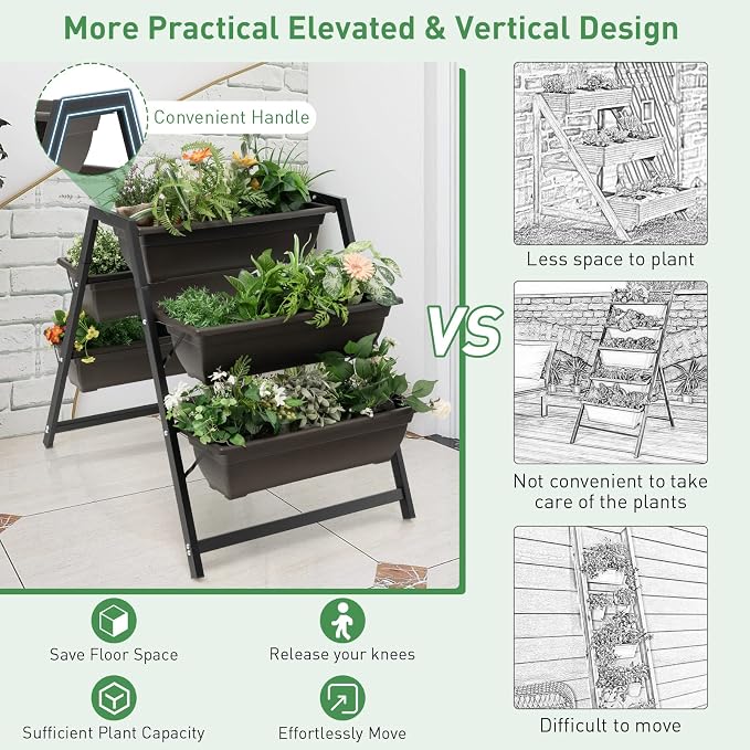 Giantex Set of 2 Vertical Raised Garden Bed, 5 Planter Boxes Container - Image 8
