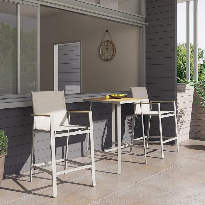 LAUSAINT HOME 3-Piece Patio Bar Set, All Weather Textilene Bar Height Table and - Image 9