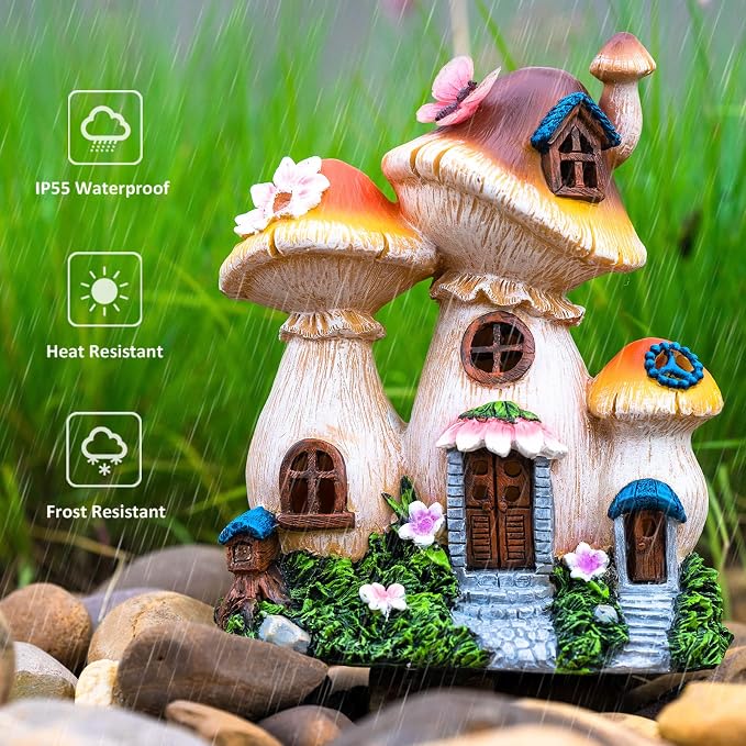 Solar Garden Statue Lights Mushroom Mothers Day Decorations Fairy House - Image 8