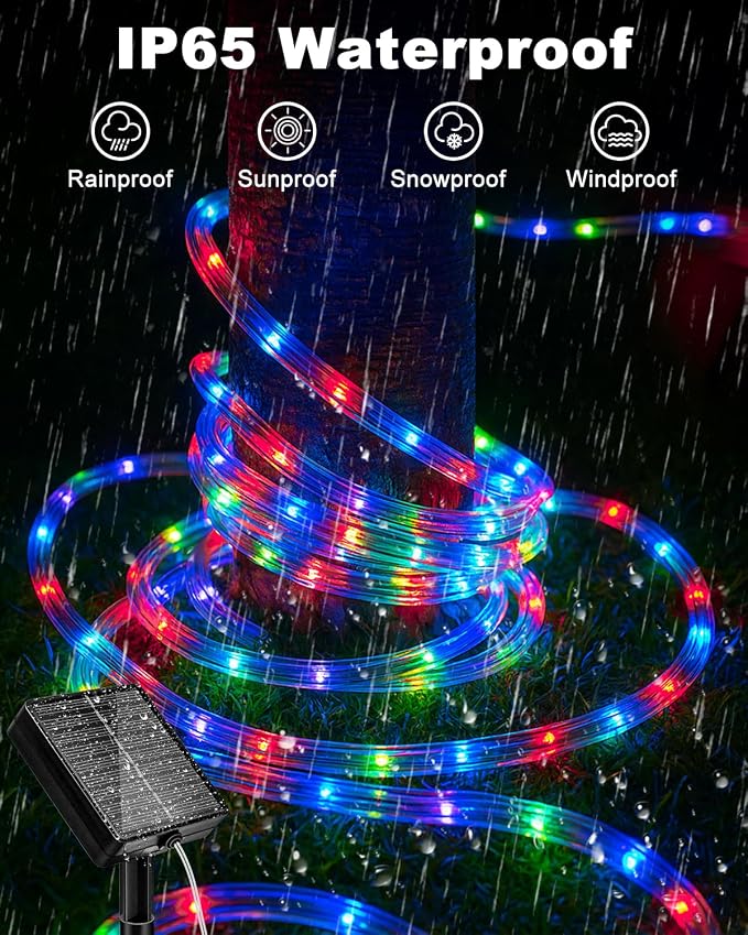 btfarm Solar Rope Lights Outdoor, 120LED 46FT Solar String Lights Outside - Image 5