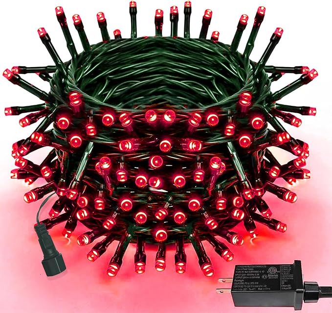 Upgraded 75.8 FT 200 LED Red Christmas Lights Outdoor Indoor, Memory Function & by PRODUCTS