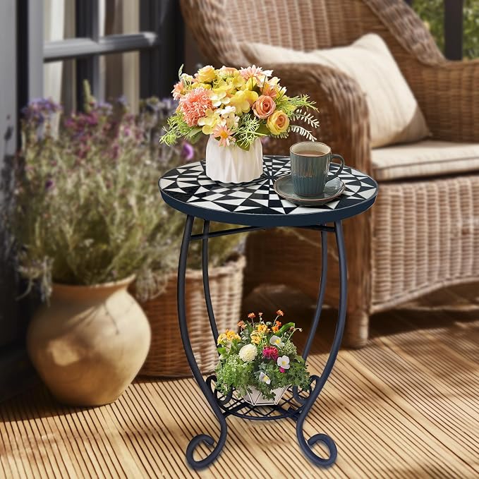 LIFFY Outdoor Side Table, Indoor Small Decorative Plant Stand & End Table - Image 8