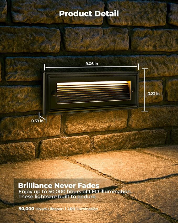 9 Inch Low Voltage Step Lights Outdoor, 12V 5W LED Landscape Stair Lights - Image 5