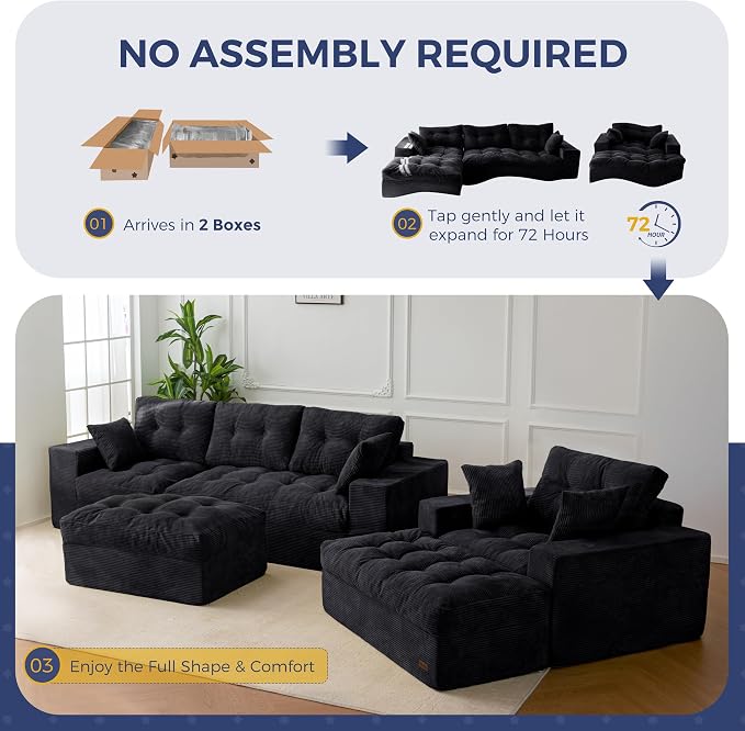 MAXYOYO Sectional Sofa Couch and Chaise Lounge, L Shaped Modern Cloud Couch - Image 7