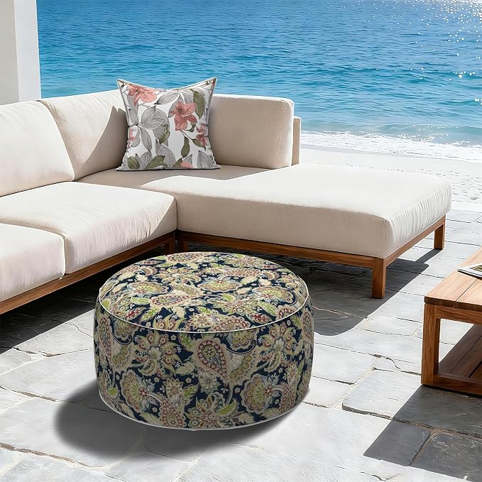 LVTXIII Outdoor Inflatable Ottoman, Fade-Resistant Round Footrest Stool D31”x - Image 4