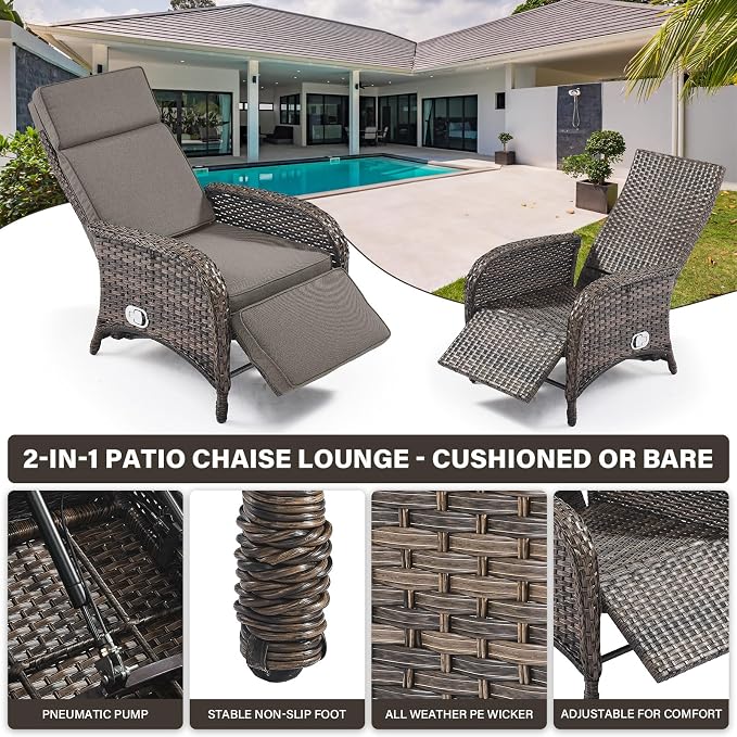 Belord Versatile Outdoor Recliner Chair Set of 3 - Image 6