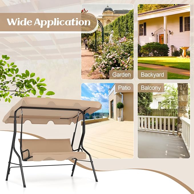 Tangkula 3 Person Porch Swing, Patio Swing - Image 8