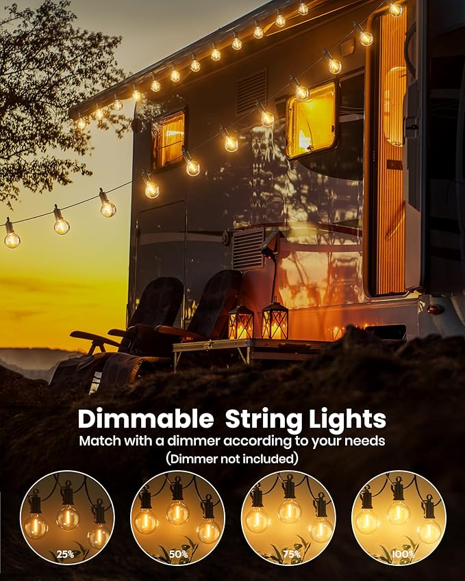 Brightown Outdoor String Lights 29 Feet G40 LED Patio Lights, 13 Plastic Edison - Image 3
