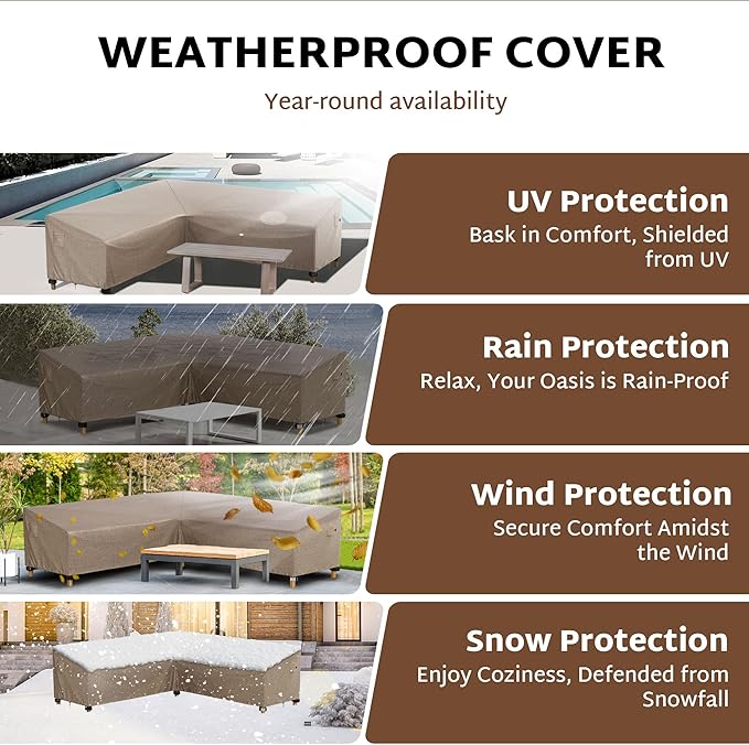 iBirdie Outdoor Sectional Cover fit 80 x 80 inch, 79 x 78, 77 x 76, 75 x 74 - Image 5