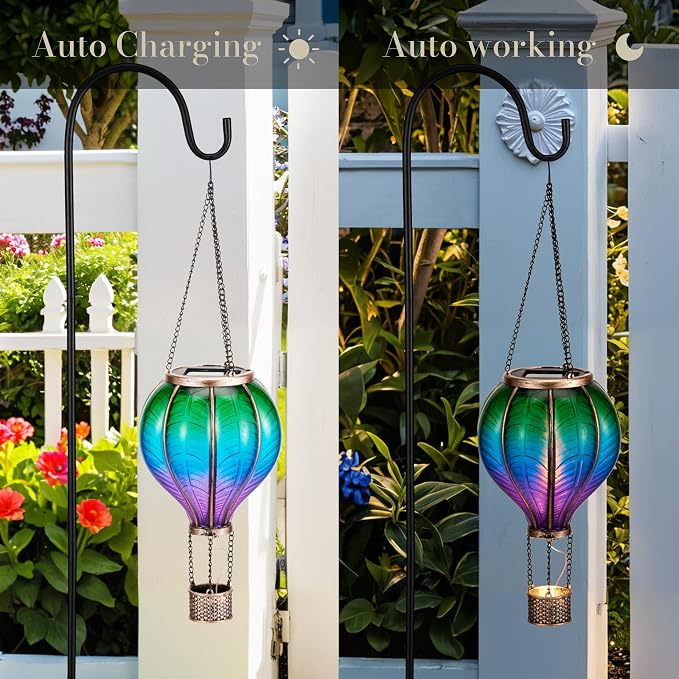 TERESA'S COLLECTIONS 2 Pack Hanging Solar Lantern Outdoor Garden Decor - Image 5