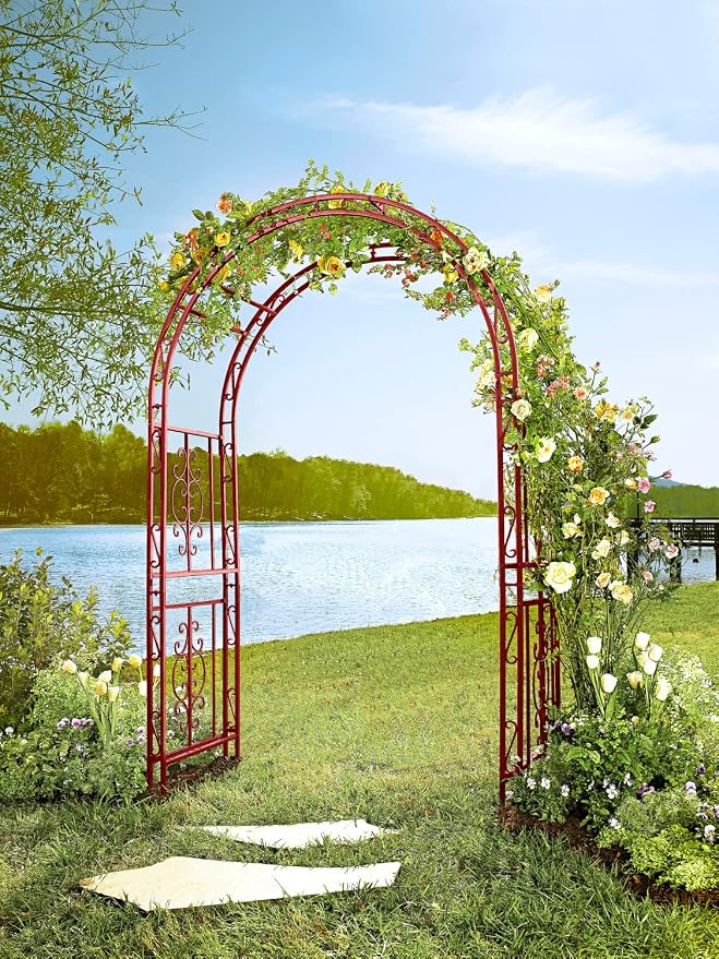 Plow & Hearth Arch Metal Outdoor Garden Arbor, 84 inches Tall, Iron Trellis by EvergreenGarden
