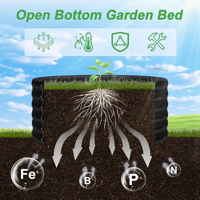 AHEONLAR 2 Pack 2x2x1.5ft Round Galvanized Raised Garden Bed Outdoor Metal - Image 5