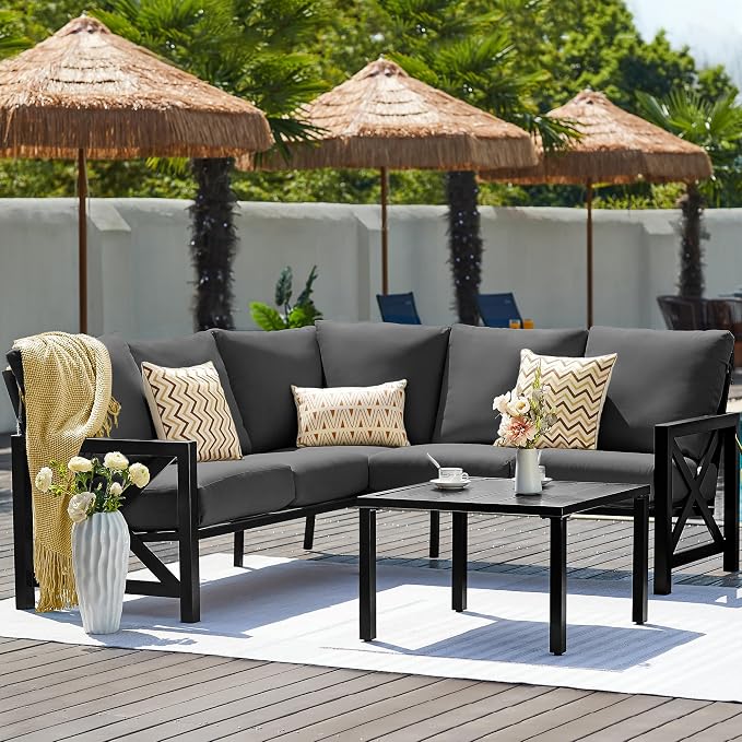 NATURAL EXPRESSIONS 6 Pieces Patio Furniture Sets, Metal Outdoor Sectional by NaturalExpressions