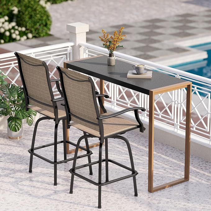 PHI VILLA 3 Piece Outdoor Bar Set, High Top Patio Table and Chairs by PHIVILLAThepioneerofcomfortablehouseholdsupplies