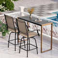 PHI VILLA 3 Piece Outdoor Bar Set, High Top Patio Table and Chairs by PHIVILLAThepioneerofcomfortablehouseholdsupplies