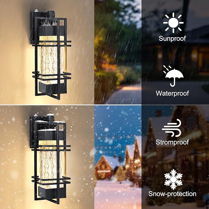 Dusk to Dawn Outdoor Front Porch Light Fixtures Wall Mount, 2 Pack Sensor - Image 2