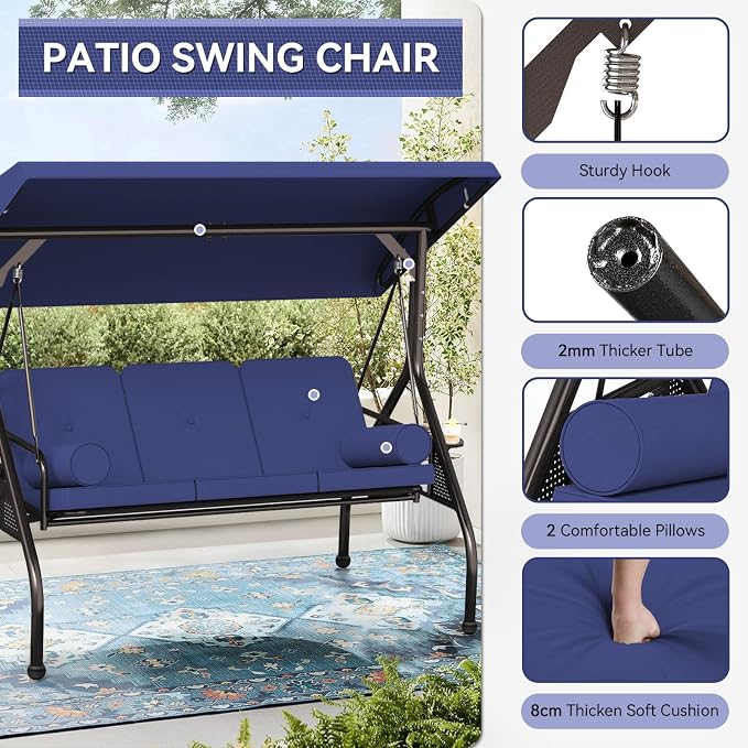 Oakcloud 3-Seat Outdoor Porch Swing - Image 3