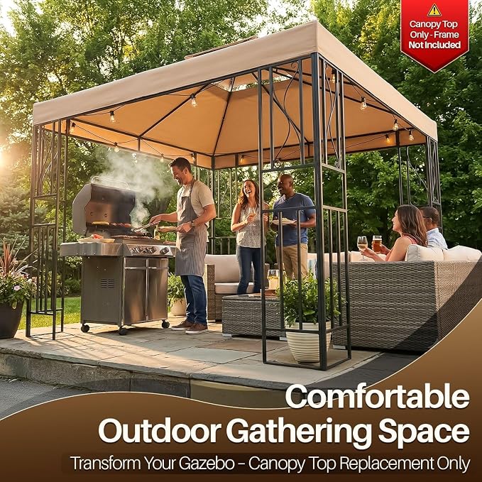 Flexzion Gazebo Cover Replacement Canopy Top 12x12 Ft - Image 8