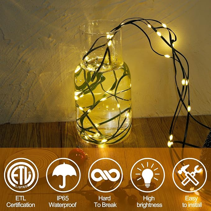 WATERGLIDE Extra Long 328 FT Fairy String Lights, 1000 LED Outdoor Green Wire - Image 3