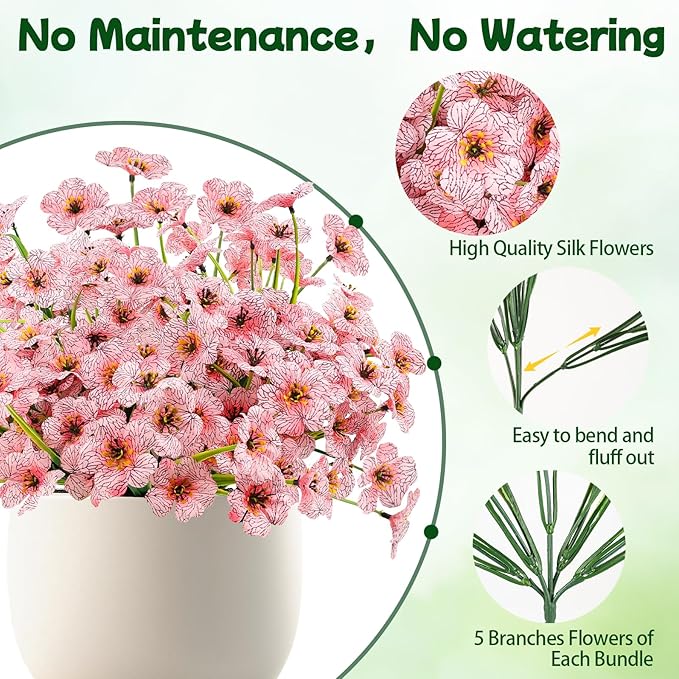 MACTING Artificial Flowers for Outdoors 6 Bundles UV Resistant Fake Flowers No - Image 4