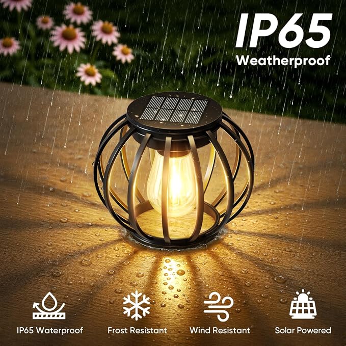 Solar Lanterns Lights Waterproof: 4 Pack Metal Hanging Outdoor Lights - Image 6