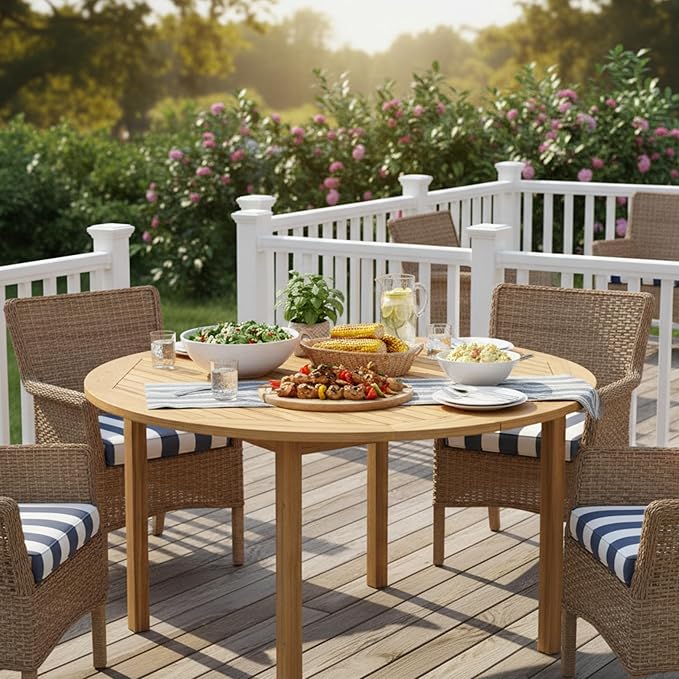 Tangkula 44" Round Outdoor Dining Table - Image 4