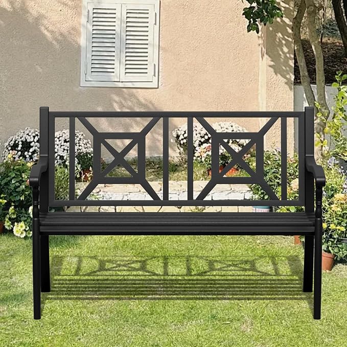 SHGJ&SOFT Outdoor Bench, Garden Bench, Outdoor Metal Frame Patio Park Bench - Image 8