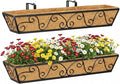 Y&M 30 Inch Window Deck with Coco Liner, Fence Metal Hanging Flower Planter by YM