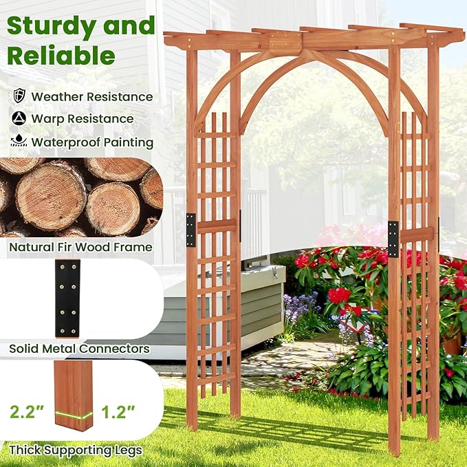 Giantex 85inch Wooden Garden Arch Wedding Arch - Image 3