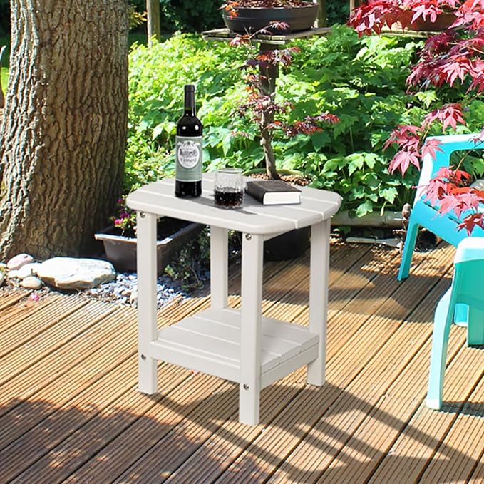 nalone Adirondack Side Table 16.5" Outdoor Side Table HDPE Plastic Double - Image 2