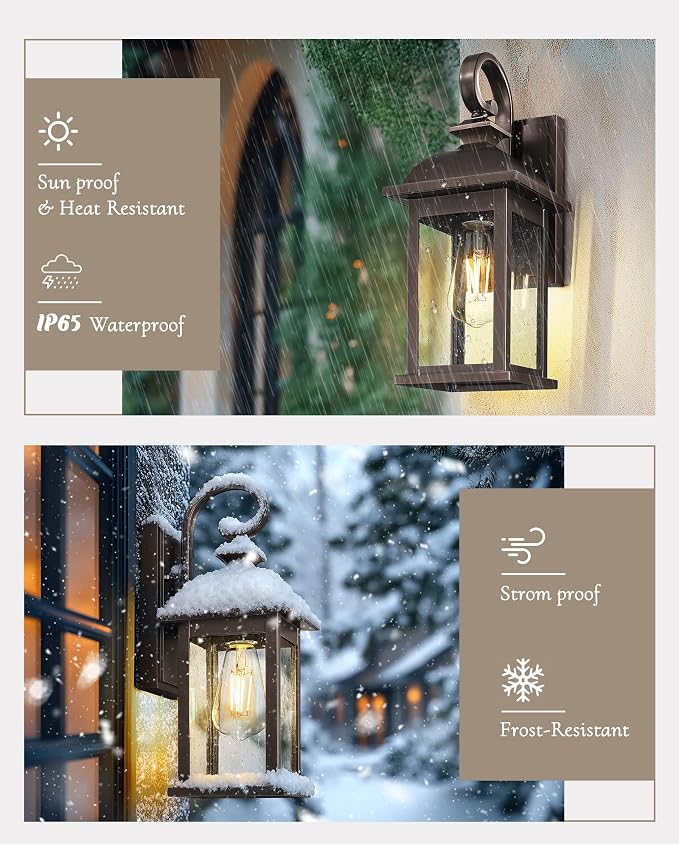 FEMILA 2-Pack Outdoor Wall Sconce Lights Oil Rubbed Bronze, - Image 4