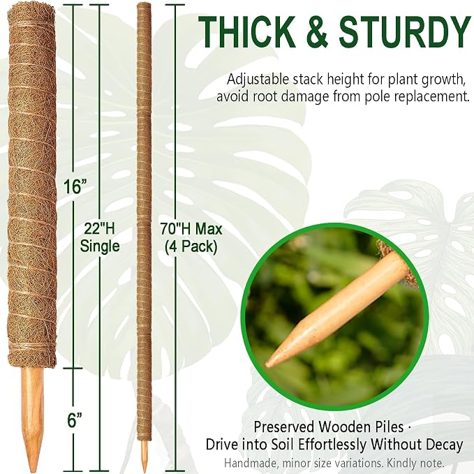 Soupiar 4 Pack 22 Inch Stackable Moss Pole - Image 2