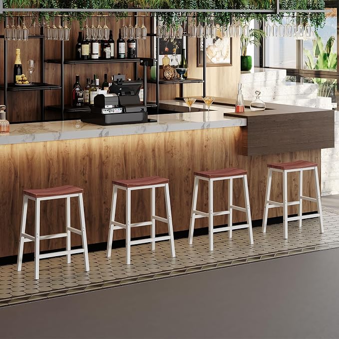 HOOBRO Bar Stools, 23.6 Inch Saddle Stools, Kitchen Counter Seat - Image 5