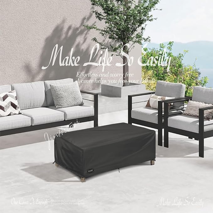 JinHrtoyi Patio Coffee Table Cover, 48Wx28Dx16H Inches 100% Waterproof Heavy - Image 6