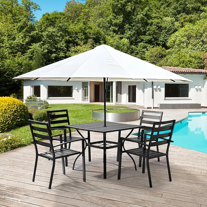 VINGLI Outdoor Dining Chairs Set of 4, Metal Frame Patio Chairs - Image 2